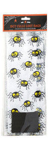 Loot Bag Cello Halloween 15ct 4asst 5x2.5x11in SPIDER