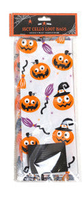 Loot Bag Cello Halloween 15ct 4asst 5x2.5x11in PUMPKIN