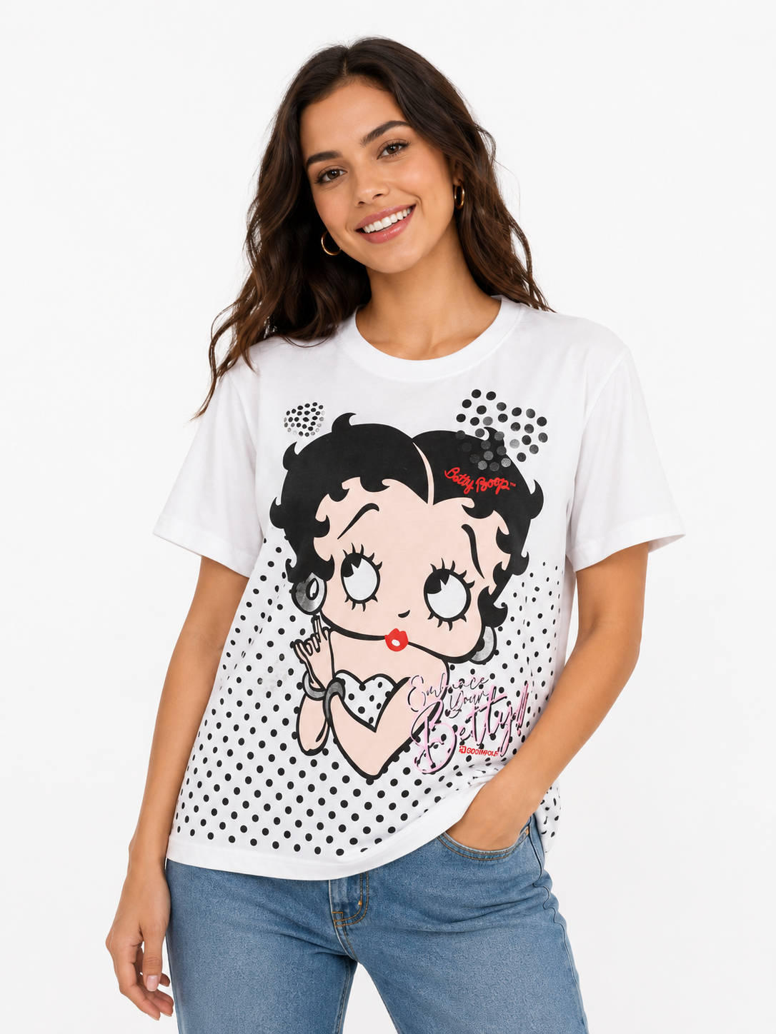 Betty Boop Boxy Crop Tee White