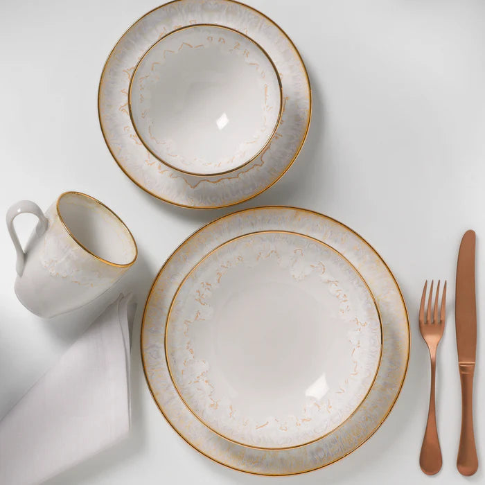 Dinner Plate Taormina White/Gold  11"