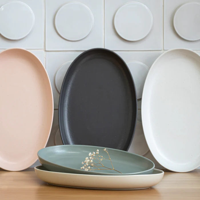 Oval Platter Pacifica Seed Grey  13"
