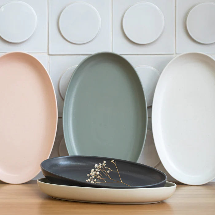 Oval Platter Pacifica Seed Grey  13"
