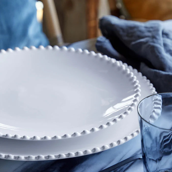 Plato llano blanco perla 28 cm