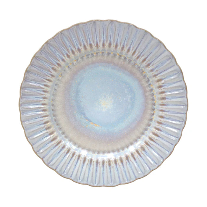 Plato Llano Cristal Nácar Azul 28 cm