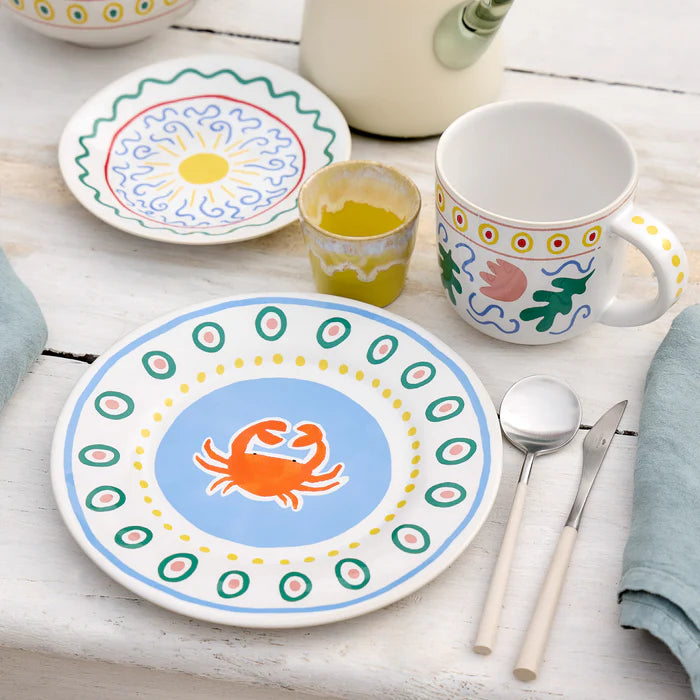 Salad/Dessert Plate Summer Bliss Crab  White 9"