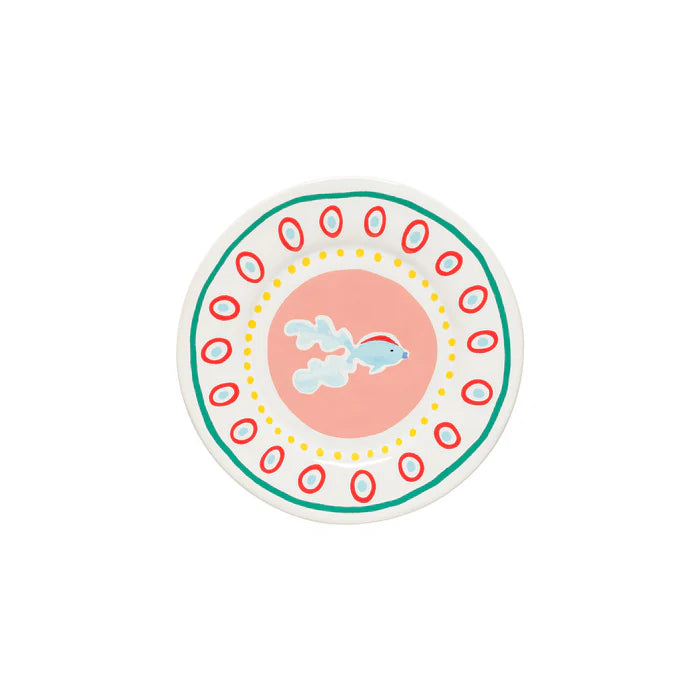 Salad/Dessert Plate  Summer Bliss Guppy Fish White 9"