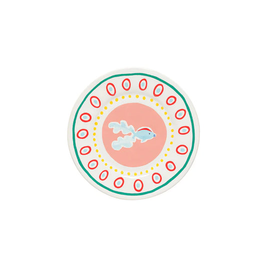 Salad/Dessert Plate  Summer Bliss Guppy Fish White 9"