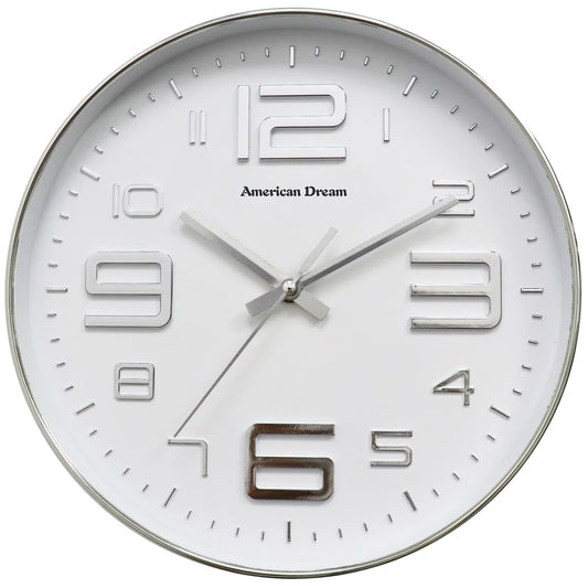12" No-Ticking Round Wall Clock White