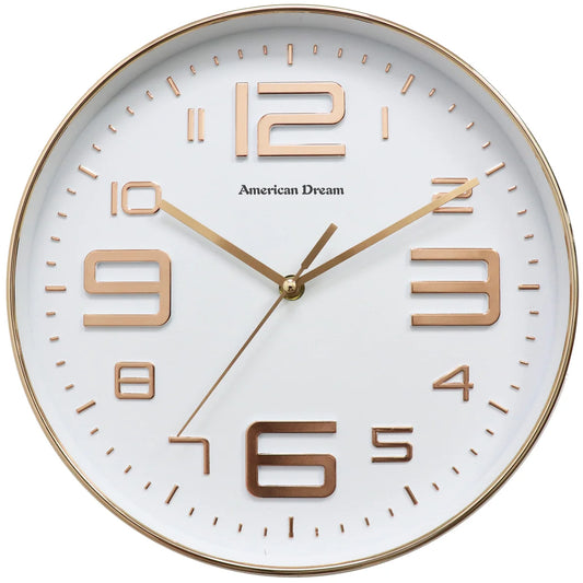 12" No-Ticking Round Wall Clock Gold