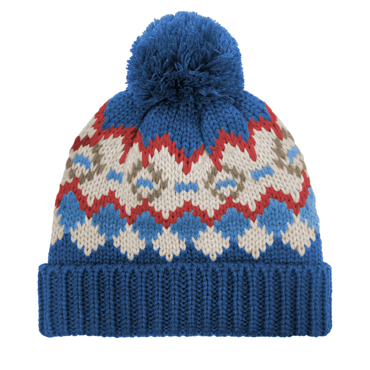 BOYS FAIR ISLE CUFF HAT - ONE SIZE-BLUE