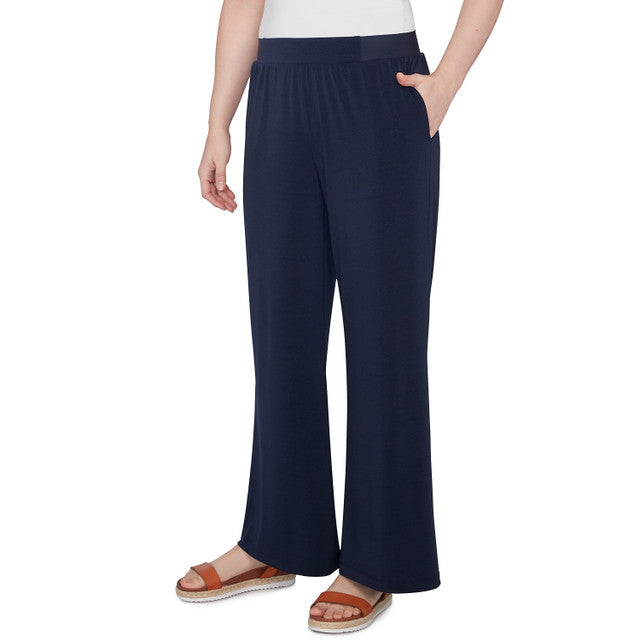 Crepe Stretch Wide Leg Pants Navy- Ruby Rd