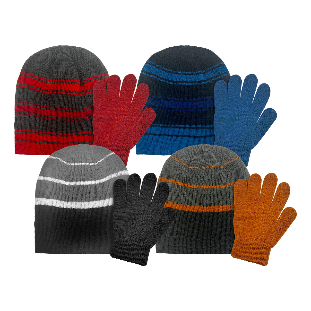 BOYS KNIT STRIPED SET - SIZE 4-7 -GREY