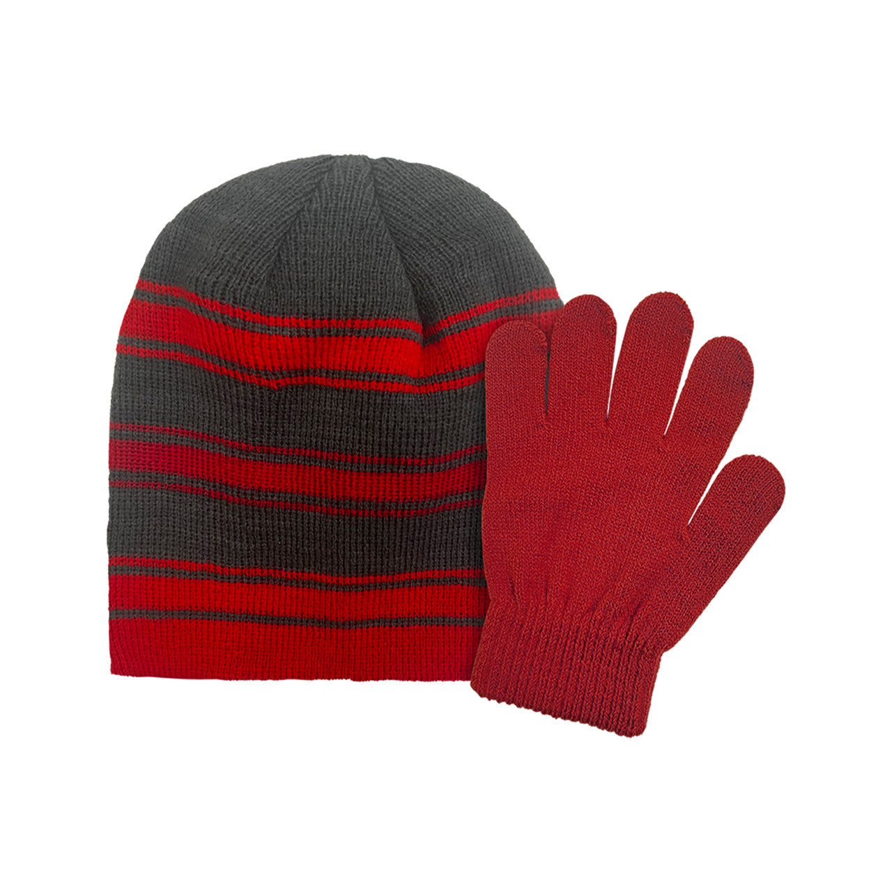 BOYS KNIT STRIPED SET - SIZE 4-7 -RED