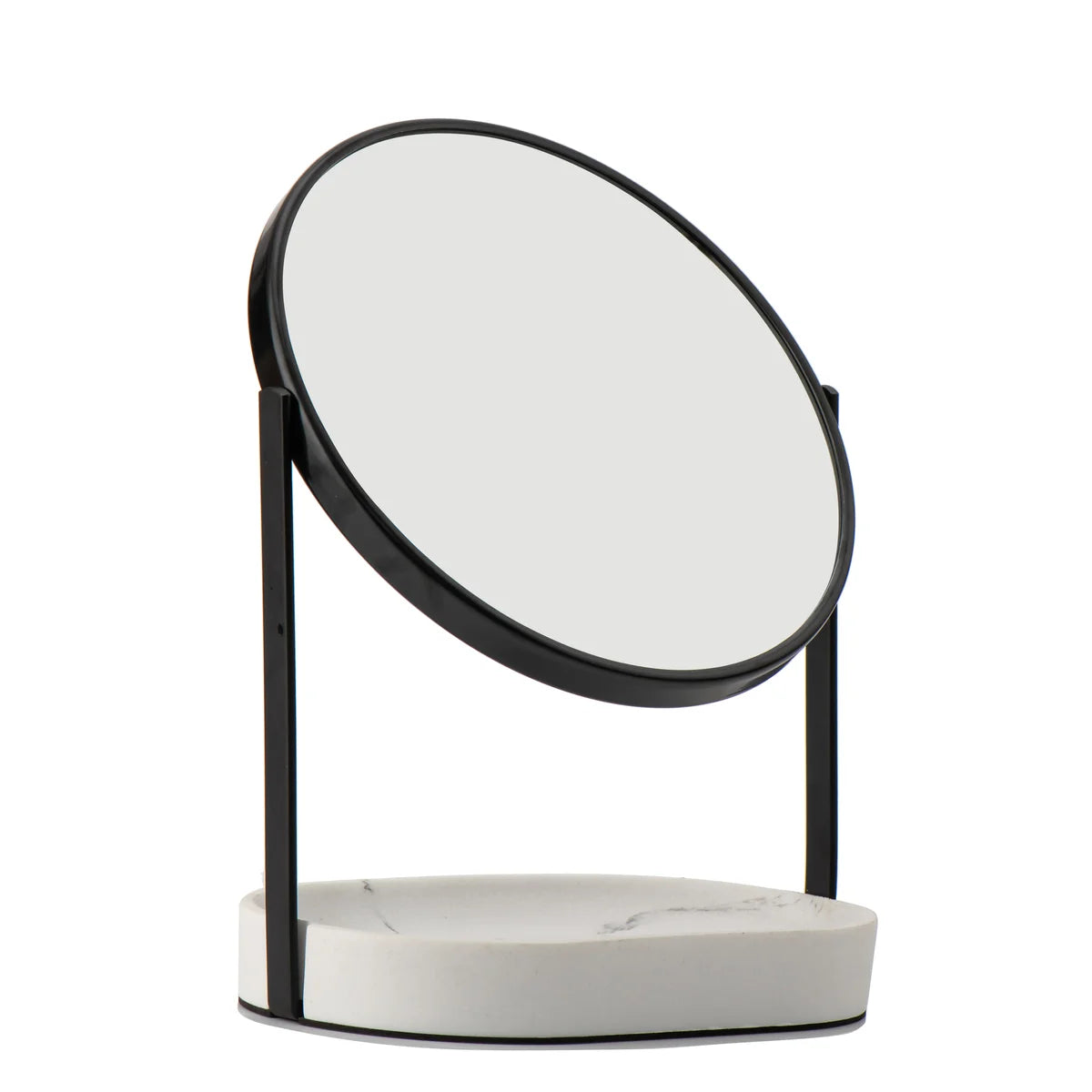 Matte Black - 8" Modern Marble 360 Rotation Tabletop Vanity Mirror 1X/5X