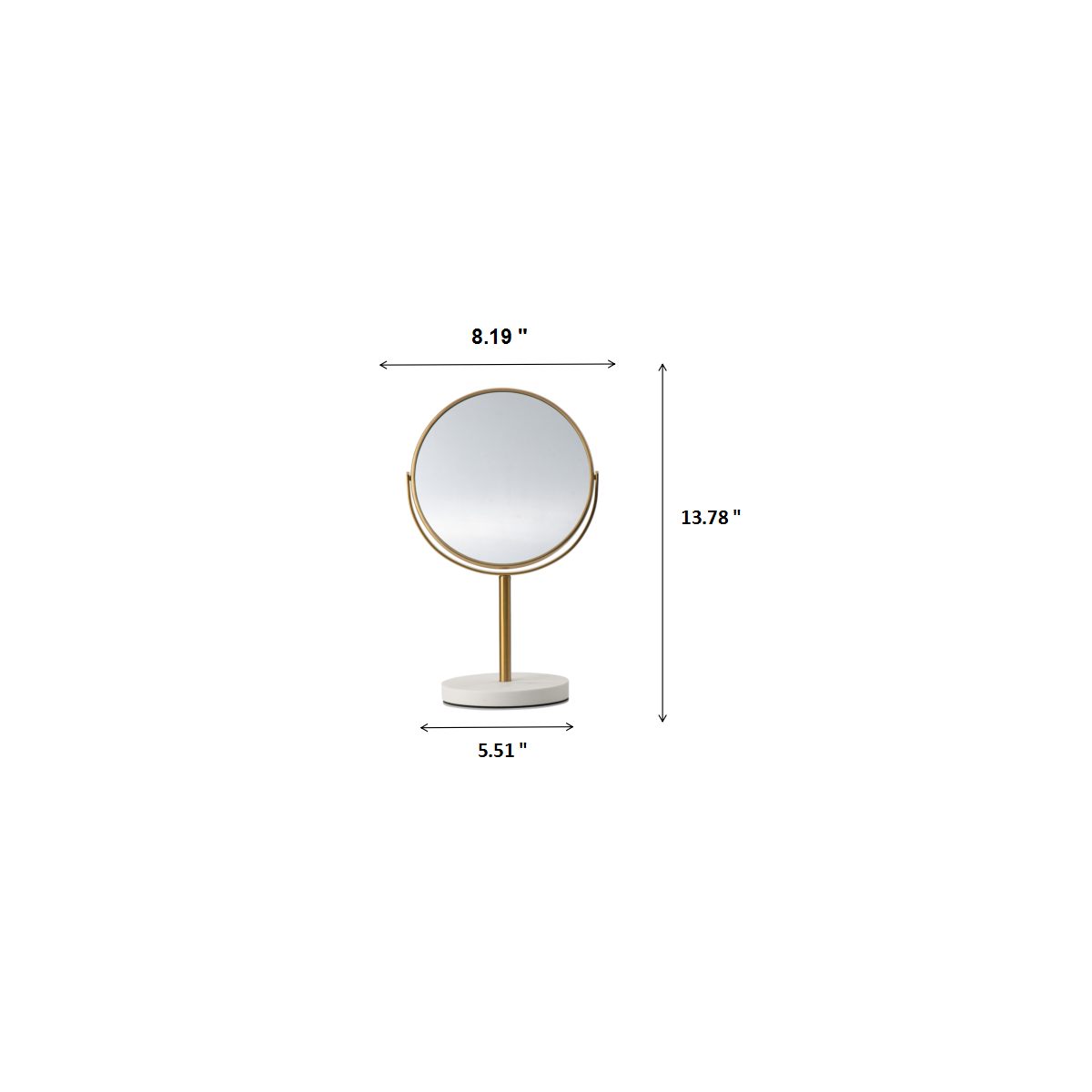 Aged Brass - 8" Closer Look 360 Rotation Tabletop Vanity Mirror 1X/5X