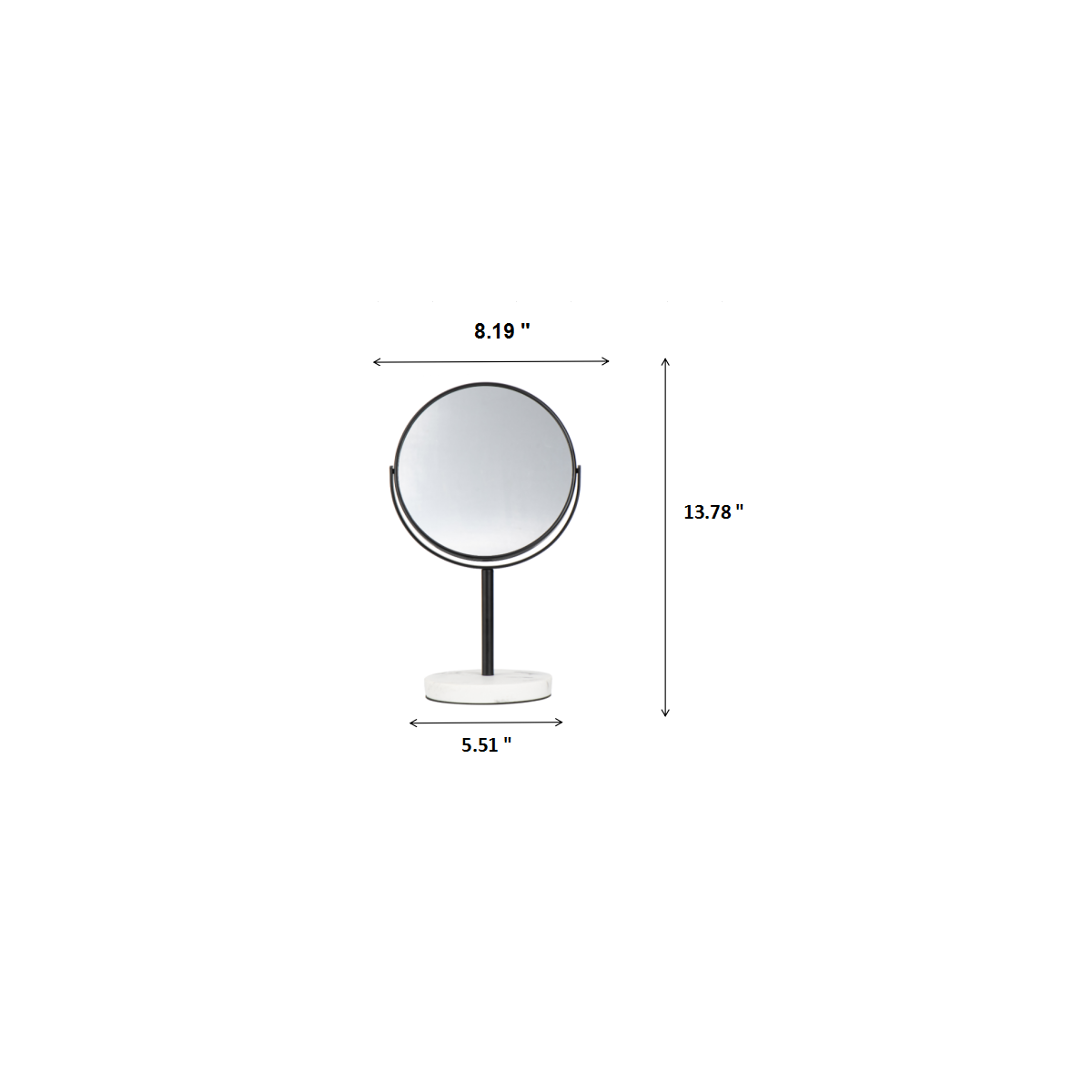 Matte Black  - 8" Closer Look 360 Rotation Tabletop Vanity Mirror 1X/5X