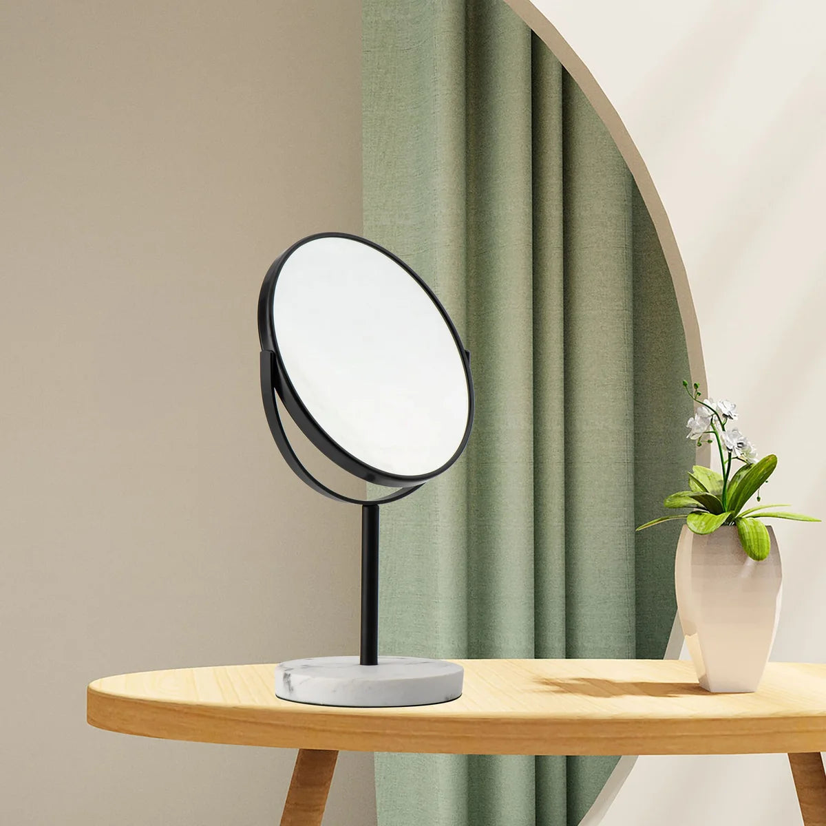 Matte Black  - 8" Closer Look 360 Rotation Tabletop Vanity Mirror 1X/5X