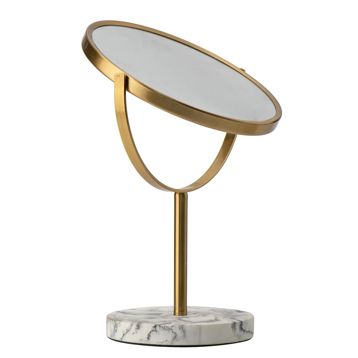 Aged Brass - 8" Marble Classic 360 Rotation Tabletop Vanity Mirror 1X/5X