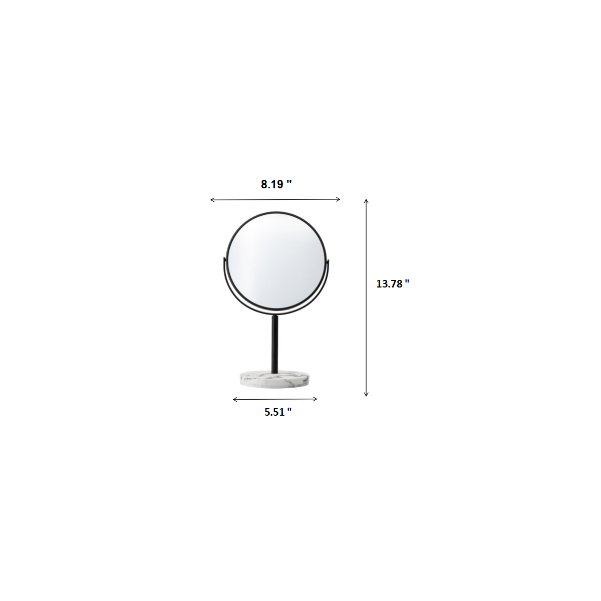 Matte Black - 8.35" Marble Classic 360 Rotation Tabletop Vanity Mirror 1X/5X