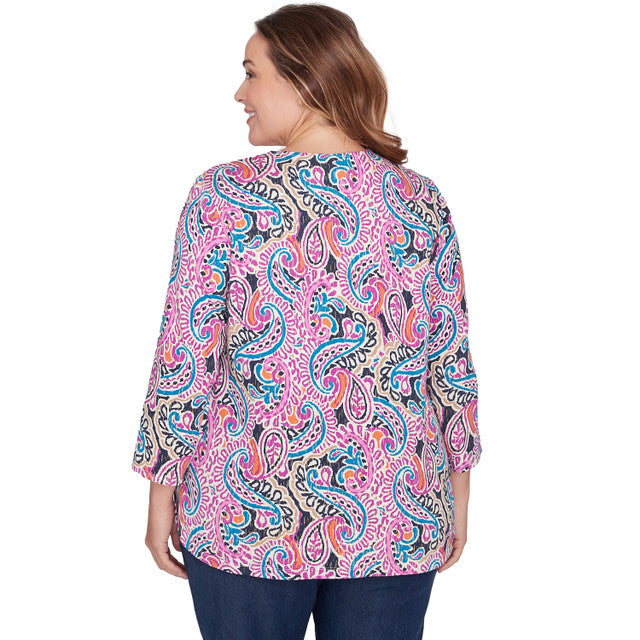 Plus Embellished Paisley Swirl Top Dahlia Multi - Ruby Rd