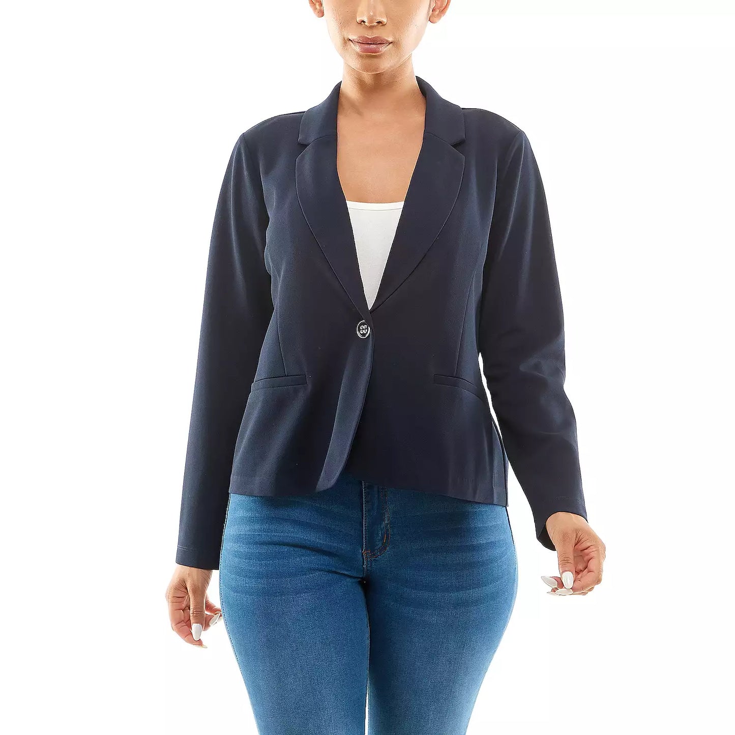 Long Slevee Crop Blazer Navy -Nina Leonard