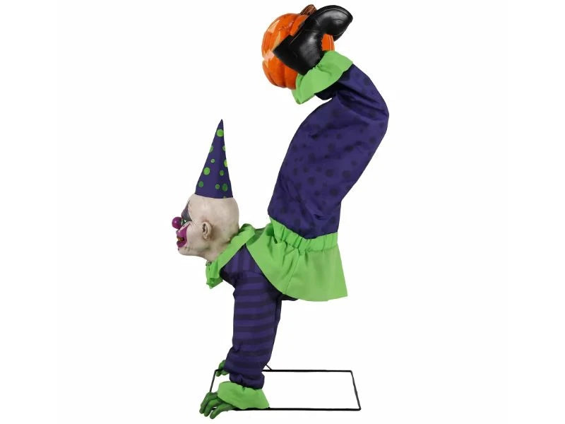 5 FT Animated Light-Up Upside-Down Clown with Jack-O'-Lantern Halloween Decoration