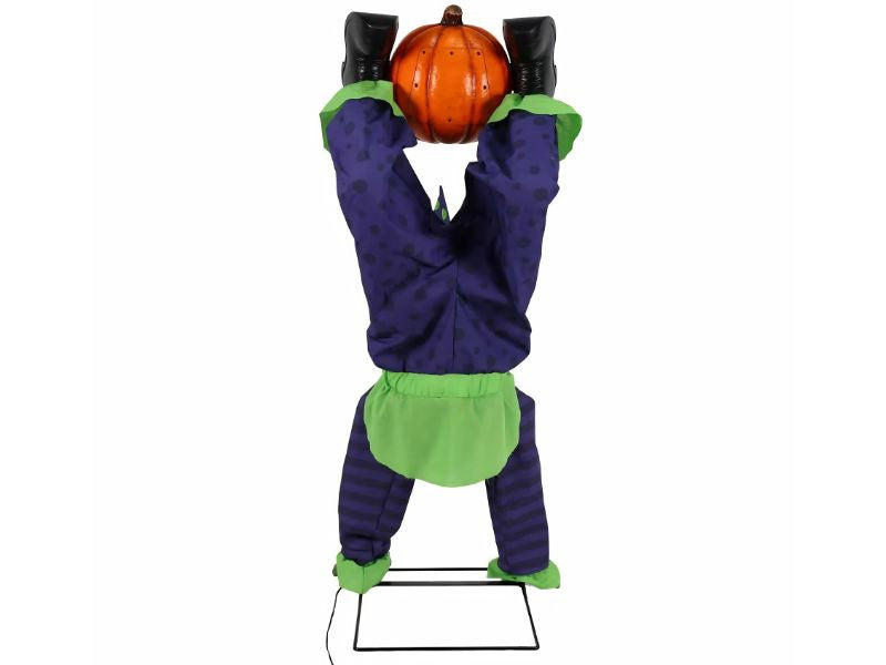 5 FT Animated Light-Up Upside-Down Clown with Jack-O'-Lantern Halloween Decoration