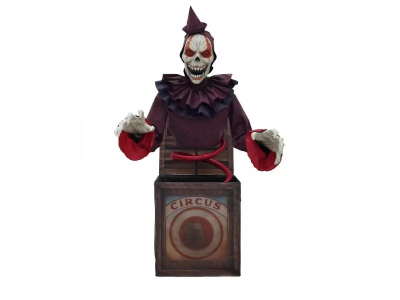 5 FT Skeleton Clown Mechanical Jack-in-the-Box Halloween Decoration
