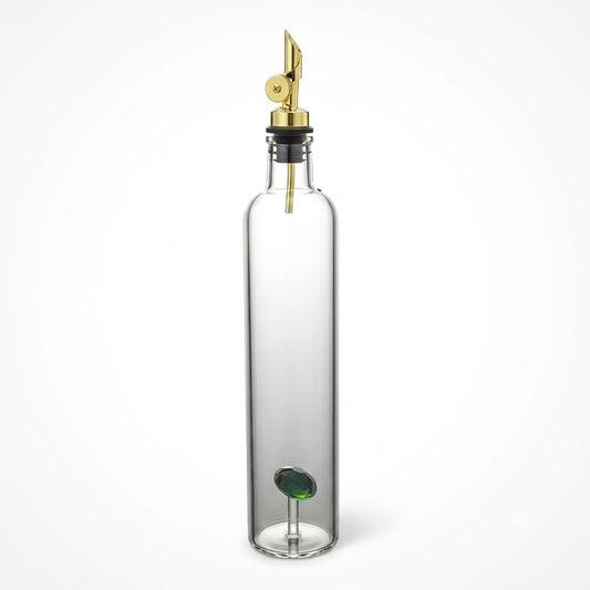Botella de aceite de oliva con icono de 500 ml y tapa dorada con bisagra