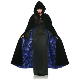 Deluxe Velvet and Satin Flocked Cape Purple