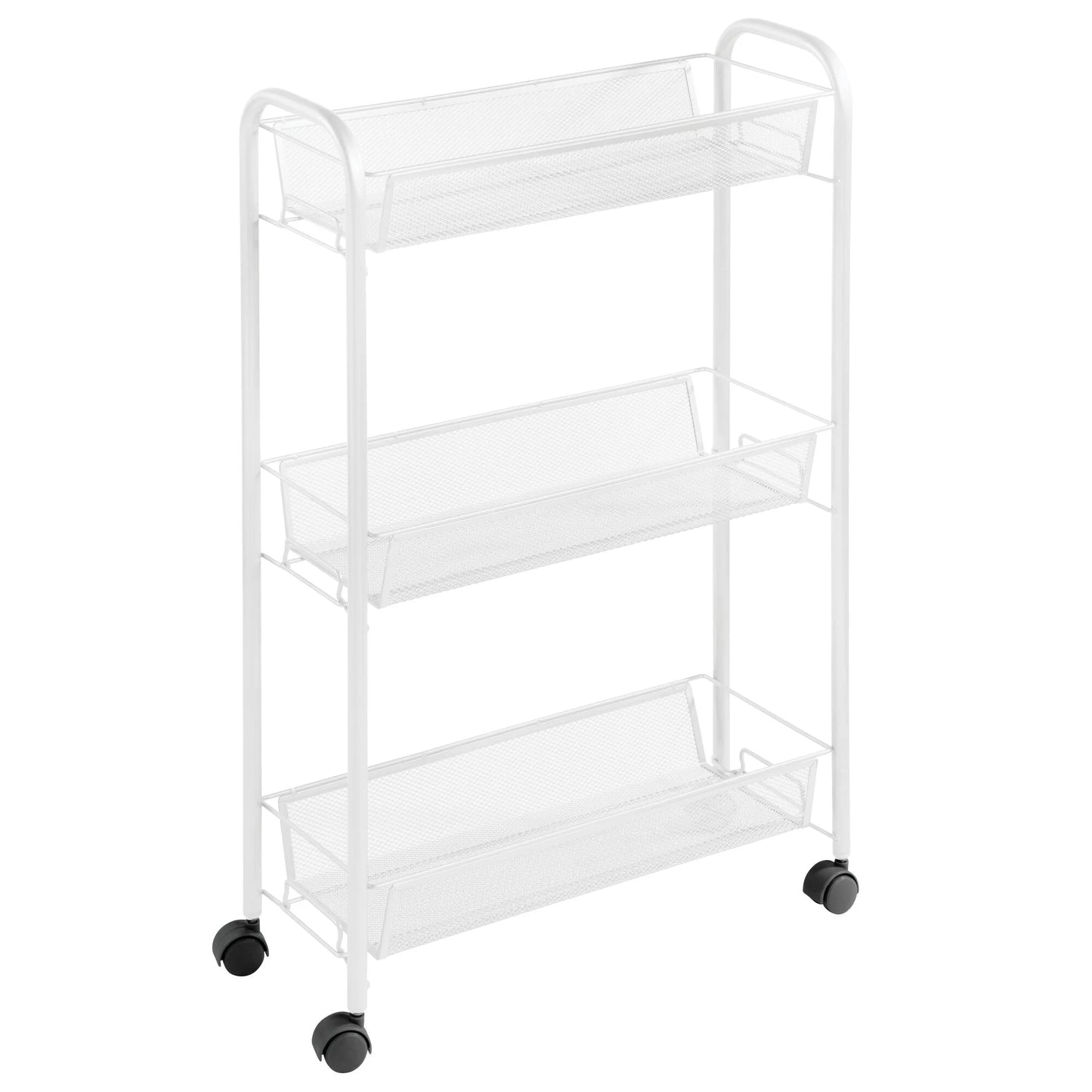 Brio 3-Tier Narrow Rolling Cart White