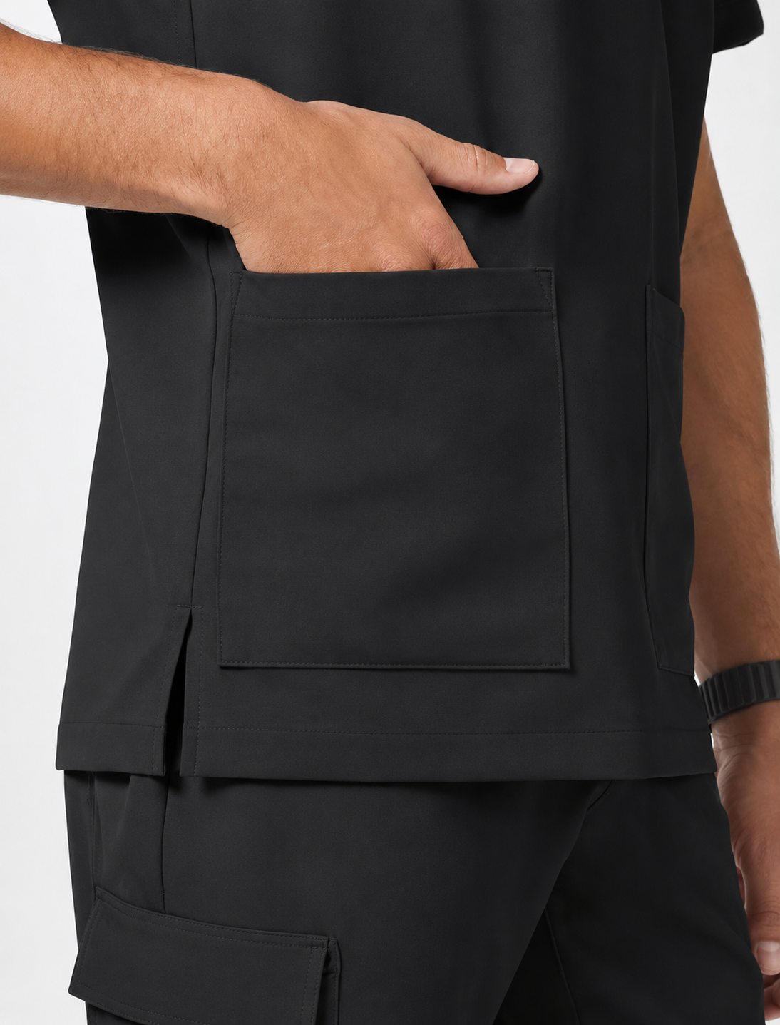 Parte de arriba con cuello en V para hombre, negra