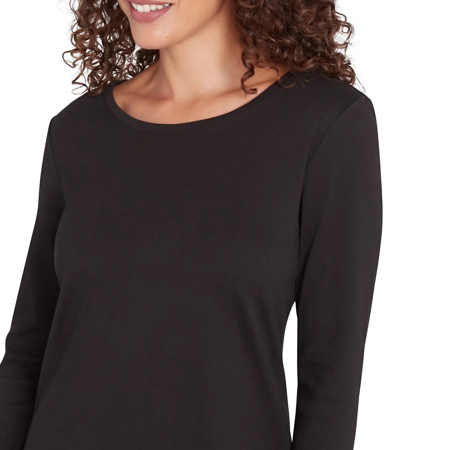 Scoop Neck Ribbed Solid Top Black - Ruby Rd