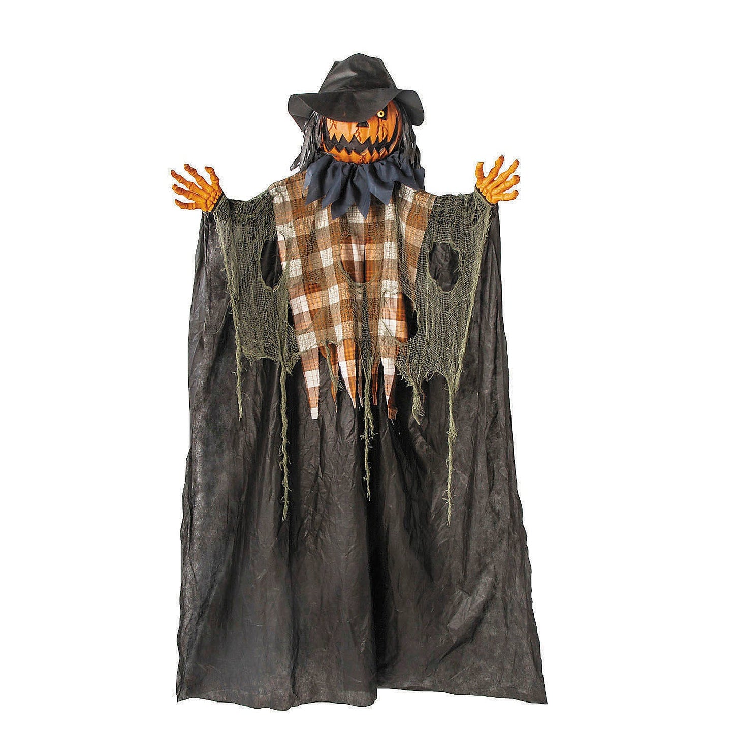6 Ft. Animated Hanging Checkered Shirt Pumpkin Man