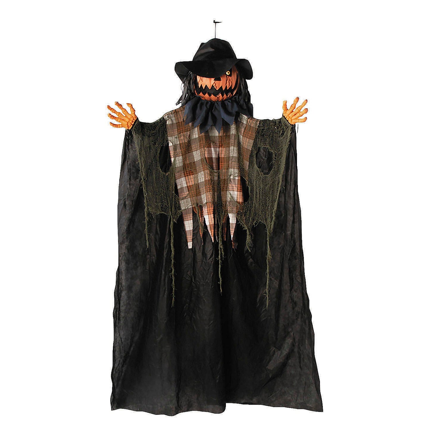 6 Ft. Animated Hanging Checkered Shirt Pumpkin Man