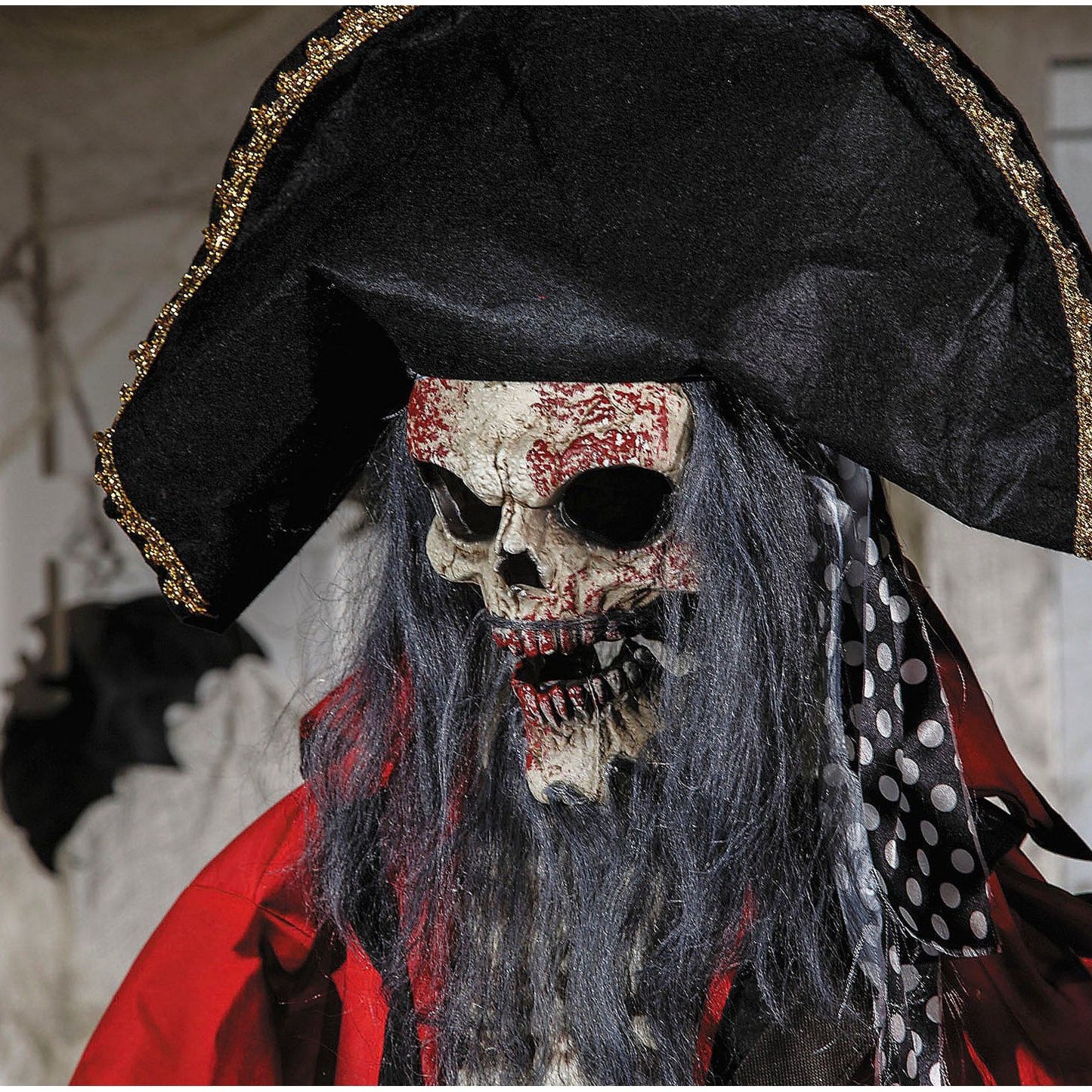 6 Ft. Standing Animated Plastic Skeleton Pirate