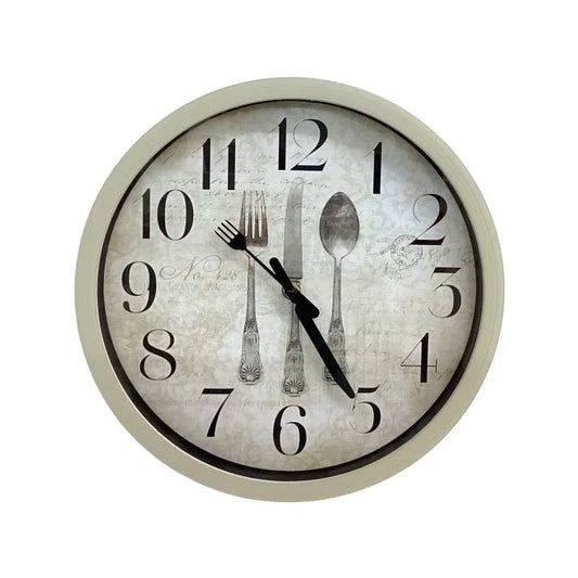 30cm  Round Wall Clock Cream - Black