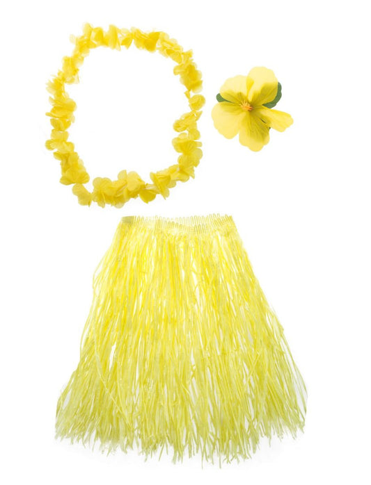 Skirt-Paper Raffia-Elastic Waist-26"-Adult-Yellow