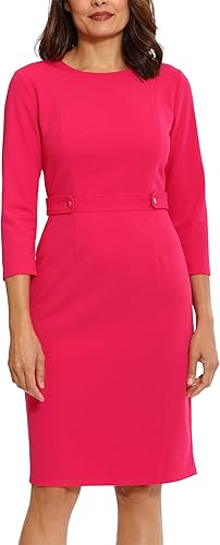 Quarter Sleeve Sheath Dress Pink  - London Times