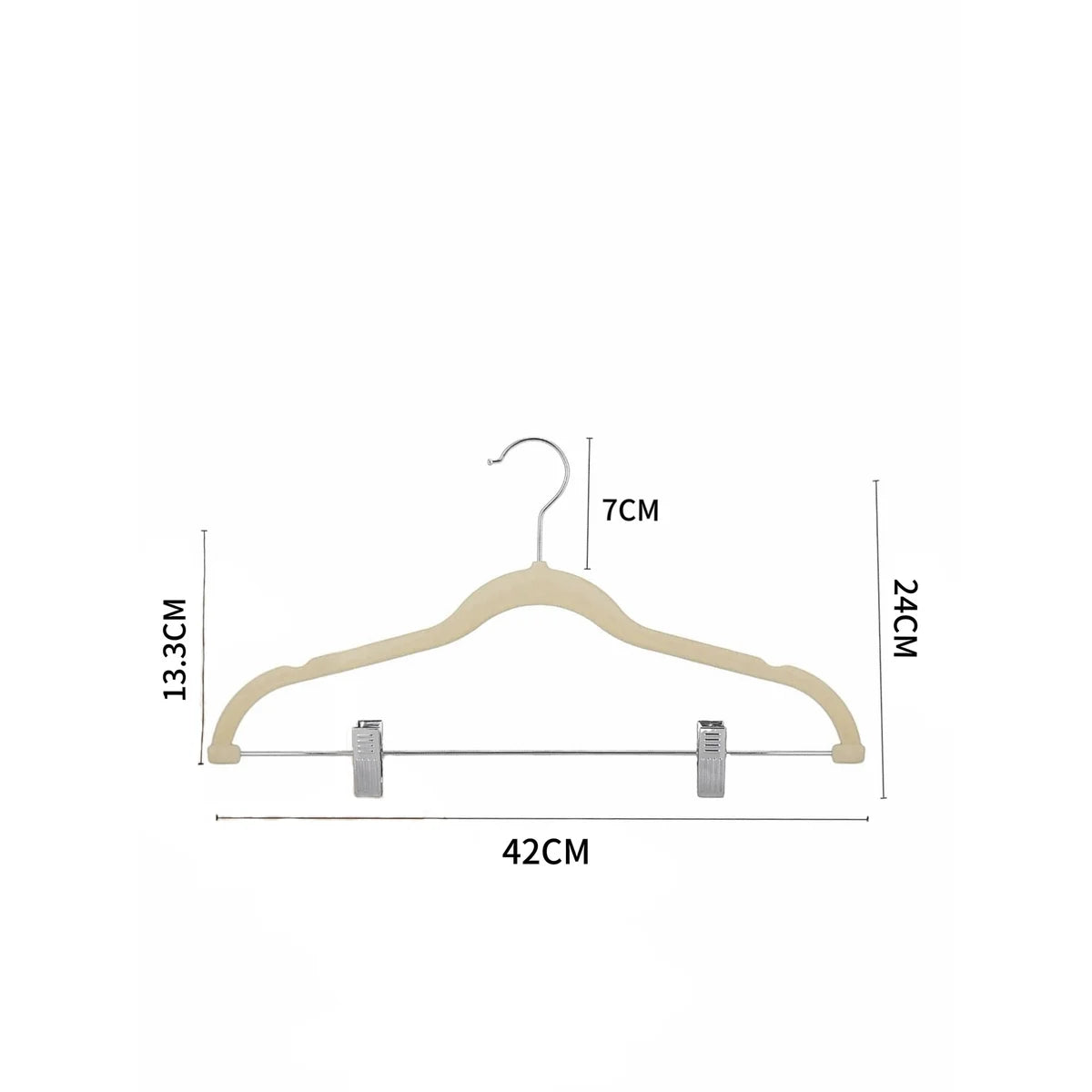 Set of 10 Velvet Hangers with Clips - Ivory