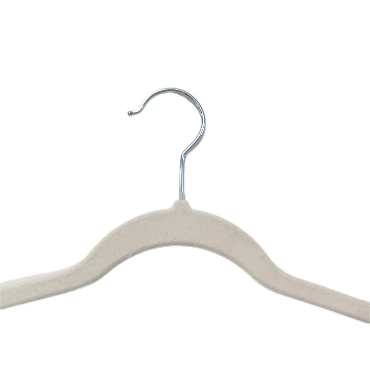 Set of 10 Velvet Hangers with Clips - Ivory