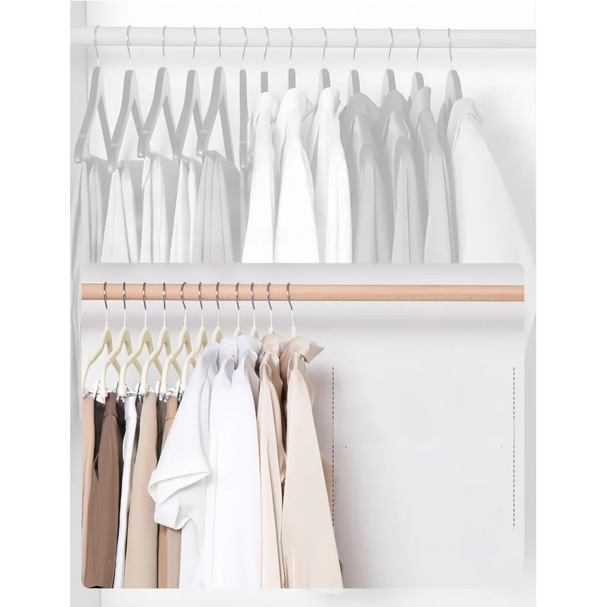Set of 10 Velvet Hangers with Clips - Ivory