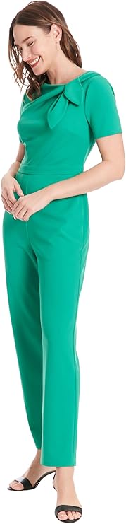 Jumpsuit With Neck Tie Detail Golf Green  - London Times