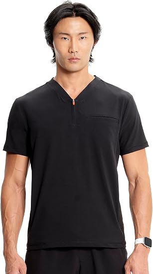 Men's  Partial Zip Top Black