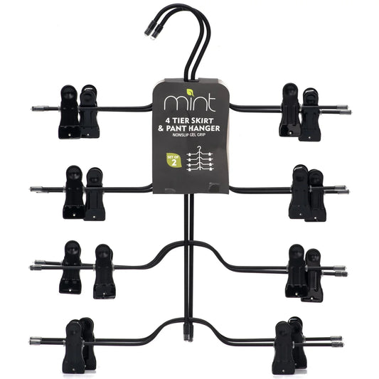 Clear/Matte Black S/2 4-Tier Pant & Skirt Gel Hanger
