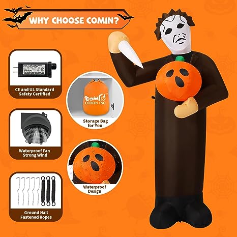 6.2 FT Tall Inflatable Scary Pumpkin Killer