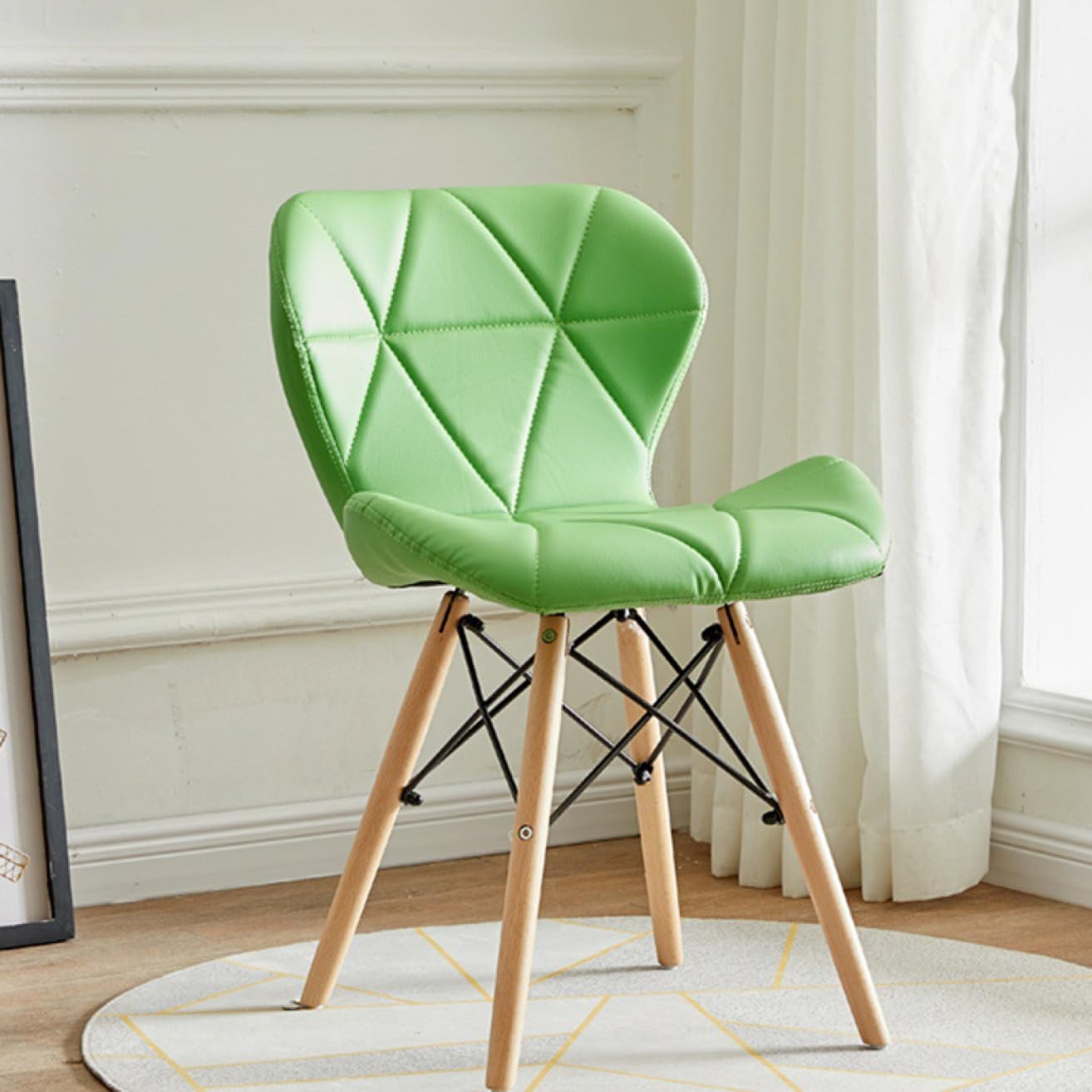 Nordic Tulip Plastic Dining Chair with Soft Cushion Green