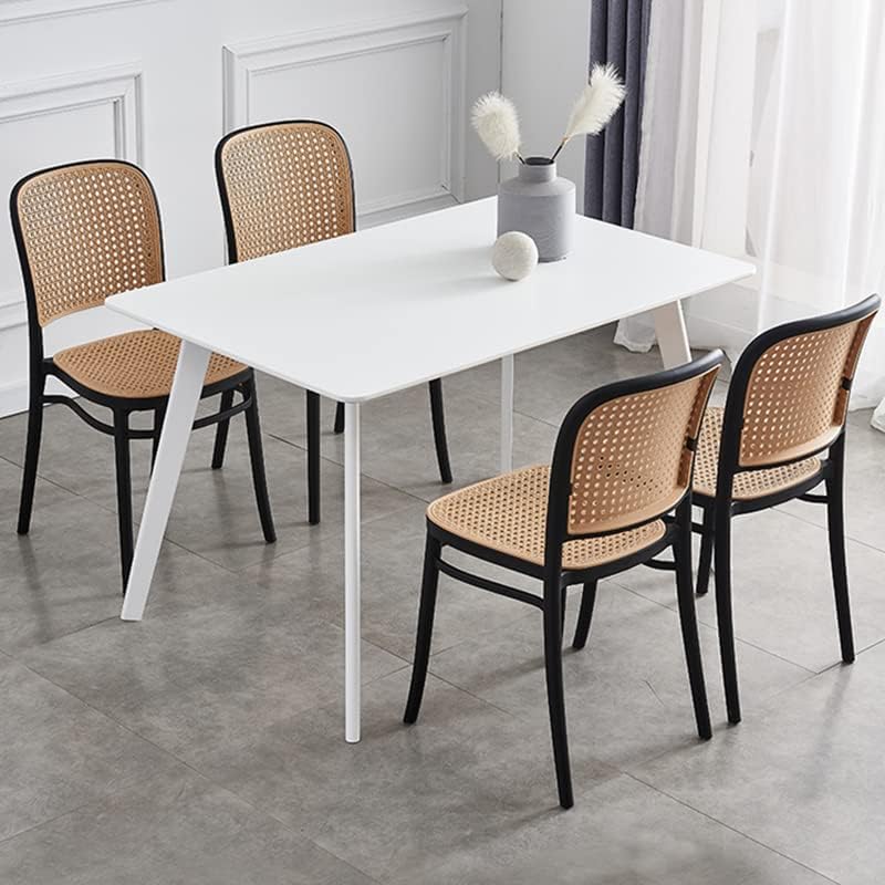 Commercial Rattan -Style Stackable Plastic Dining Chair Black