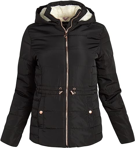 Bungge Cozy Puffer W/ Faux Fur Line  Black