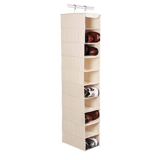 Natural 10 Shelf Shoe Organizer